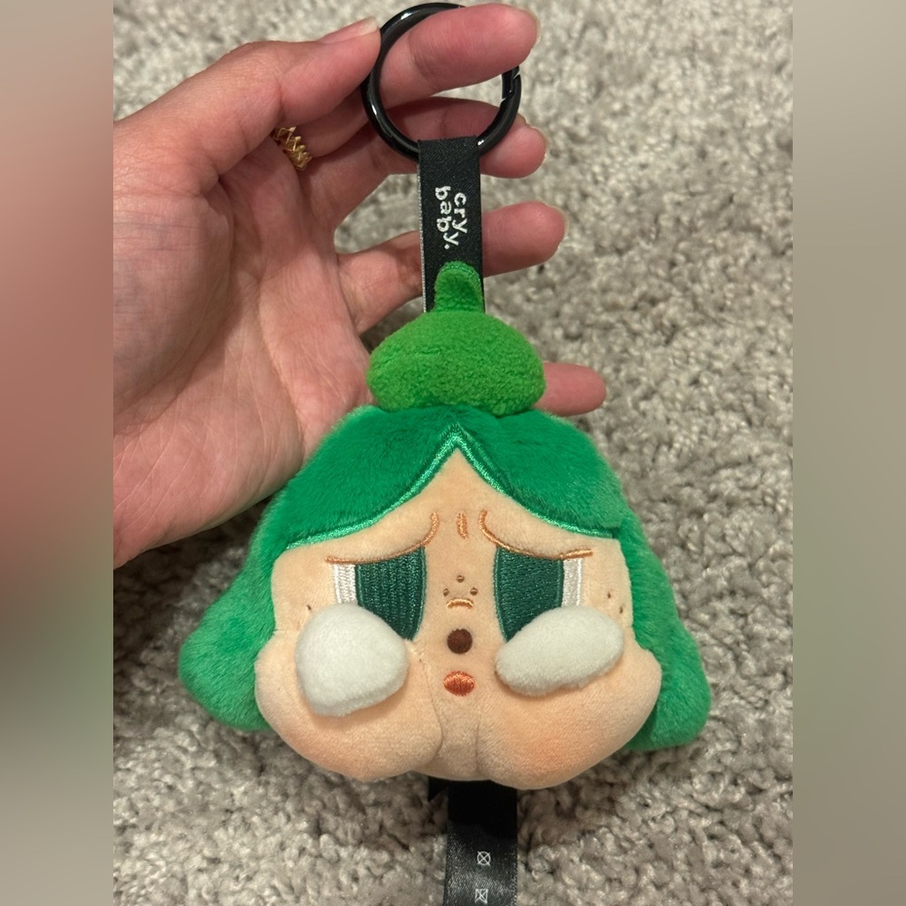 Authentic Pop Mart CRYBABY Cheer Up, Baby! Series plush pendant in green